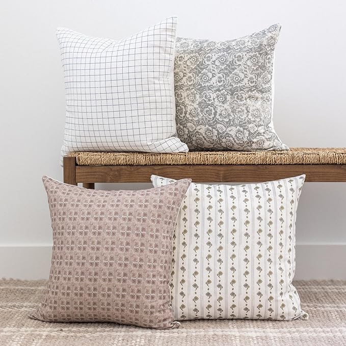 Woven Nook - Modern & Luxurious 18" x 18" Decorative Boho Throw Pillow Covers - Durable Quality & Machine Washable - 100% Cotton Canvas - Margot Design - 4 Pack (18"x18") - Image 3