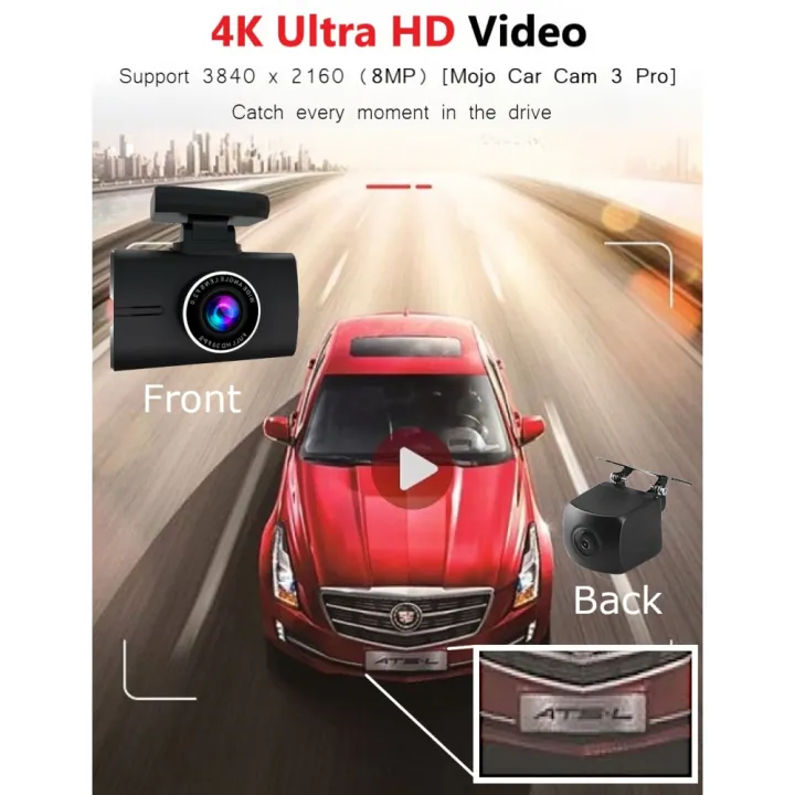 Mojo Car Cam 3 Pro 4K Car Camera HD Rear Car Dash Cam with Motion Detection 24 Hour Parking Monitor Mobile APP Video Playback - Image 3