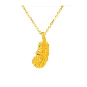 TAKA Jewellery 999 Pure Gold Feather Pendant