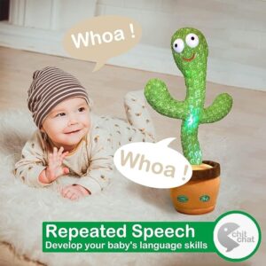 Pbooo Dancing Cactus Mimicking Toy,Talking Repeat Singing Sunny Cactus Toy 120 Pcs Songs for Baby 15S Record Your Sound Sing+Dancing+Recording+LED