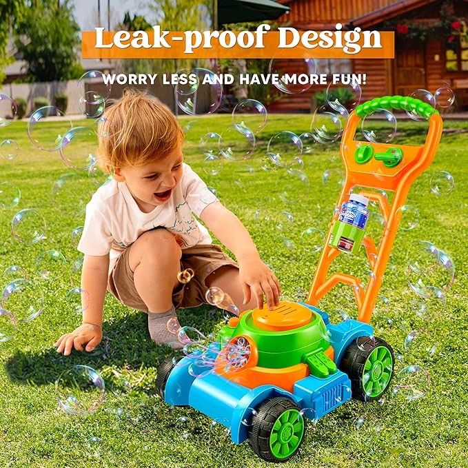 Sloosh Bubble Lawn Mower Toddler Toys - Kids Toys Bubble Machine Summer Outdoor Toys Games, Bubble Mower Push Toy Outside Toys for Toddlers Preschool Kid Boys Girls Birthday Gifts (Blue) - Image 2
