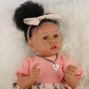 Takanini Newborn Baby Black Silicone Body Girl Doll Playset