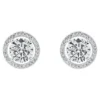 Cate & Chloe Ariel 18k White Gold Plated Silver Halo Stud Earrings | CZ Earrings for Women, Gift for Her