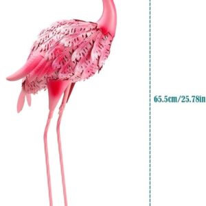 QNGCOLRCY Garden Statues Flamingo Sculptures Metal Yard Art, Pink Bird Art Outdoor Backyard Decor Patio Lawn Porch Ornament Flamingo Yard Decoration (Pink with White)