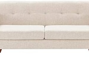 Tbfit 65 W Loveseat Sofa, Mid Century Modern Decor Love Seats Furniture, Button Tufted Upholstered Love Seat Couch for Living Room (Cream Beige)