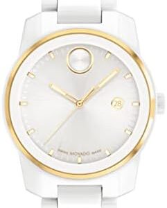 Movado Men’s Bold Verso White Ceramic Case and Link Bracelet, White (Model: 3600900)
