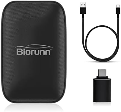 Biorunn Wireless CarPlay AI Box Lite Adapter Android Auto for Factory Wired CarPlay Cars, Android Car Smart Multimedia Box Built-in Netflix and YouTube, Online Video Player Plug and Play