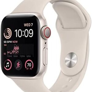 Apple Watch SE (2nd Gen) (GPS + Cellular, 40MM) - Starlight Aluminum Case with Starlight Sport Band (Renewed)