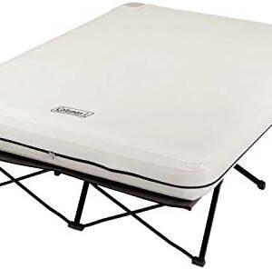 Coleman Camping Cot， Air Mattress， and Pump Combo， Folding Camp Cot and Air Bed with Side Table and Battery Operated Pump