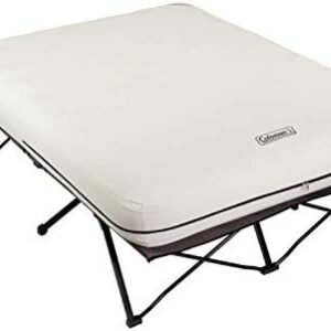 Coleman Camping Cot， Air Mattress， and Pump Combo， Folding Camp Cot and Air Bed with Side Table and Battery Operated Pump