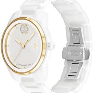 Movado Men’s Bold Verso White Ceramic Case and Link Bracelet, White (Model: 3600900)