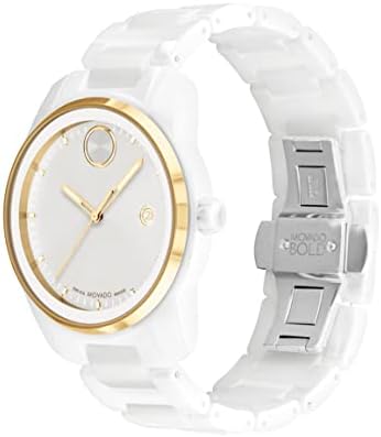 Movado Men’s Bold Verso White Ceramic Case and Link Bracelet, White (Model: 3600900) - Image 2