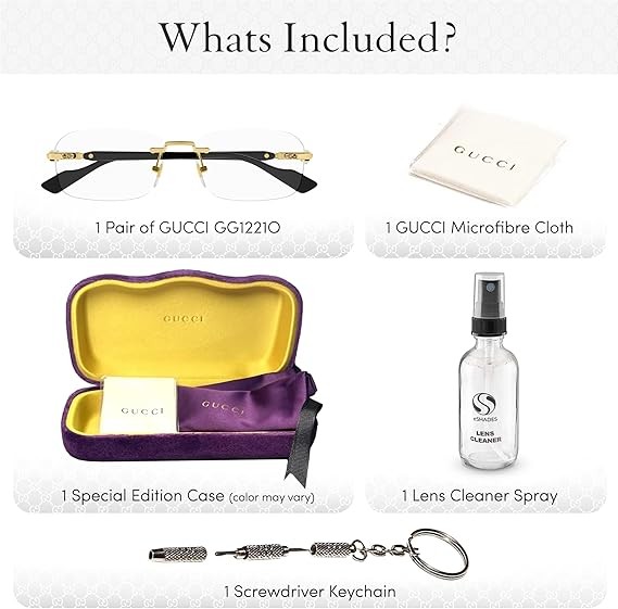 Gucci GG1221O Designer Fashion Eyeglasses Stylish Vintage Rimless Frame Eyewear with Luxury eSHADES Kit - Embrace Sophistication and Elegance - Image 2
