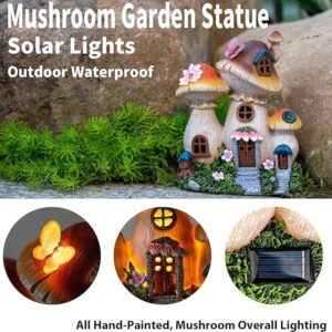 MXwcy Solar Mushroom Garden Statue Lights Fairy Garden Miniature Yard Art Outdoor Lawn Decor for Porch Patio Yard Plant Stands Unique Housewarming Gift