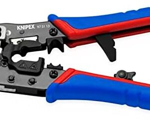 KNIPEX Tools 97 51 13 Crimping Pliers for RJ45 Western Plugs, Red/Blue, 7-1/2