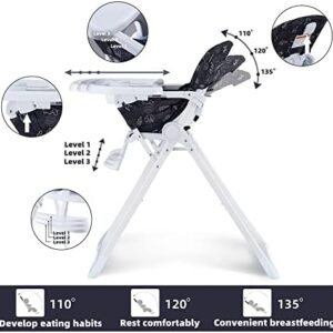 Pamo Babe High Chair for Baby and Toddlers, Foldable with Multiple Adjustable Backrest for Baby Infant and Toddler (Black)
