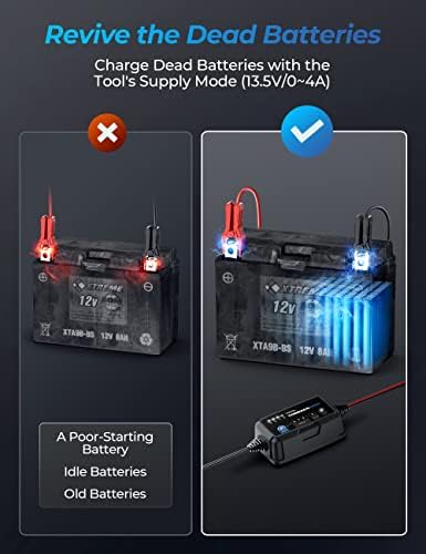 Trickle Charger Car Battery Charger Automotive, TOPDON T4000 4A/1A for 6V/12V for Lead-Acid/Lithium ion Batteries, Auto Smart Battery Maintainer Desulfator with Temperature Compensation,AGM,Deep Cycle - Image 5