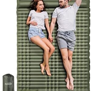 Elegear Double Sleeping Pad for Camping, 4 Ultra-Thick Self Inflating Camping Pad 2 Person with Pillow Built-in Foot Pump Camping Sleeping Mat for Backpacking, Hiking, Portable Camping Pad