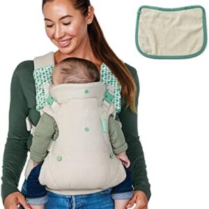 Infantino Flip 4-in-1 Nature & Nurture Convertible Carrier - 4 Positions， Adjustable Lumbar Waist Belt， Head Support， Ergonomic Seat， Padded Shoulder Straps， Dye-Free Fabric， Recycled Materials