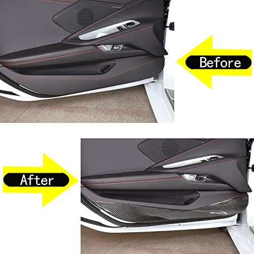 CHEAYAR Soft 3D Real Carbon Fiber Car Interior Door Panel Trim Anti Kick Kit Compatible with Corvette C8 Stingray Z06 Z51 2020 2021 2022 2023 Interior Decoration Accessories (Black) - Image 2