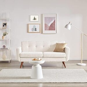 Tbfit 65 W Loveseat Sofa, Mid Century Modern Decor Love Seats Furniture, Button Tufted Upholstered Love Seat Couch for Living Room (Cream Beige)