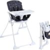 Pamo Babe High Chair for Baby and Toddlers， Foldable with Multiple Adjustable Backrest for Baby Infant and Toddler (Black)