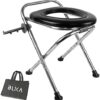 BLIKA Upgraded Portable Toilet for Camping， 350LBS Weight Capacity Portable Camping Toilet， Folding Toilet， Stainless Steel Portable Toilet with Soft Seat， Portable Toilet Travel Toilet Car Toilet