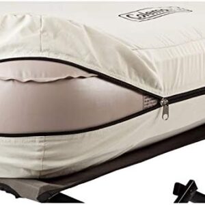 Coleman Camping Cot， Air Mattress， and Pump Combo， Folding Camp Cot and Air Bed with Side Table and Battery Operated Pump