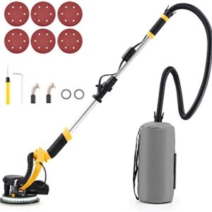 ZELCAN Drywall Sander with Vacuum Attachment， 6 Speed Electric Sander with Extendable Handle LED Lights Dust Collector & 6 Sanding Discs， 800W Drywall Power Tool for Woodworking and Home Improveme