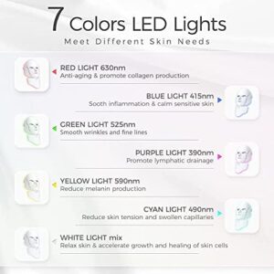 LOUDYKACA Led Face Mask Light Therapy 7 Color Led Light Therapy Facial Mask Blue Red Light Therapy for Face Acne Reduction Skin Care Mask