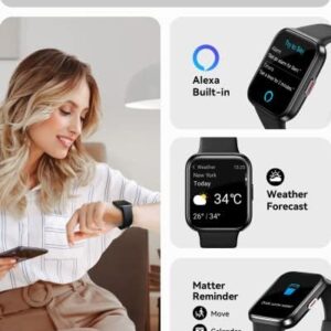 Smart Watch for Men Women(Answer/Make Call)， Alexa Built-in，1.7’Fitness Watch with Heart Rate SpO2 Sleep Monitor 60 Sports IP68 Waterproof Activity Trackers and Smartwatches for iPhone Android Phones