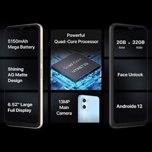 UMIDIGI Cell Phone G1， Android12 Unlocked Cell Phone， Dual Sim 4G LTE Mobile Phone， 2+32GB 256G Expandable， 6.52 HD+， 5150mAh， GSM Unlocked