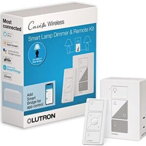 Lutron Caséta Wireless Single-Pole/3-Way Smart Lighting Lamp Dimmer and Remote Kit | P-PKG1P-WH | White
