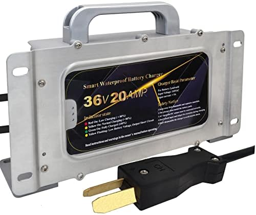 CAPTOK 36V 20AMP Club Car, EZGO & Yamaha Golf Cart Waterproof Battery Charger for 36 Volt Golf Carts with Crowfoot Plug