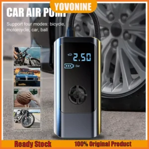YOVONINE Car Air Compressor 12V 150PSI Electric Tyre Inflator Pump LED Lamp for Motorcycle Bicycle Tire Wireless Portable Car Air Pump