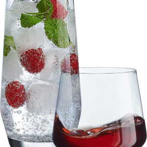 Set of 8 Clear Drinking Glasses Goblets & Chalices Cups - Glass Drinkware for Ki