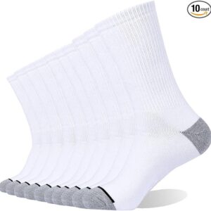 EnerWear 10P Pack Unisex Cotton Moisture Wicking Cushion Crew Socks
