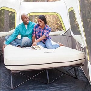 Coleman Camping Cot， Air Mattress， and Pump Combo， Folding Camp Cot and Air Bed with Side Table and Battery Operated Pump