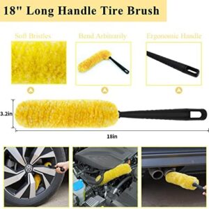 FCLUSLL 30Pcs Car Cleaning Tools Kit， Car Detailing Kit with 18inch Rim Wheel Brush， Detail Brushes， Wash Mitt， Interior and Exterior Auto Wheel Tire Brush Set