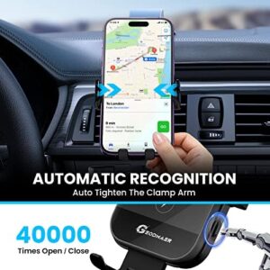 Wireless Car Charger， GEODMAER 15W Fasting Charging Auto Clamping Car Charger Phone Mount， Air Vent Phone Holder for iPhone 14/13/12， Samsung Galaxy S22/S21/S20/Z Flip， Google Pixel 7/6/5， Etc