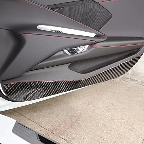 CHEAYAR Soft 3D Real Carbon Fiber Car Interior Door Panel Trim Anti Kick Kit Compatible with Corvette C8 Stingray Z06 Z51 2020 2021 2022 2023 Interior Decoration Accessories (Black) - Image 5