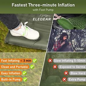 Elegear Double Sleeping Pad for Camping, 4 Ultra-Thick Self Inflating Camping Pad 2 Person with Pillow Built-in Foot Pump Camping Sleeping Mat for Backpacking, Hiking, Portable Camping Pad