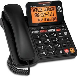 AT&T CD4930 Corded Phone with Digital Answering System and Caller ID， Extra-Large Tilt Display & Buttons， Black
