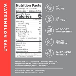 LMNT Keto Electrolyte Powder Packets | Paleo Hydration Powder | No Sugar， No Artificial Ingredients | Watermelon Salt | 30 Stick Packs