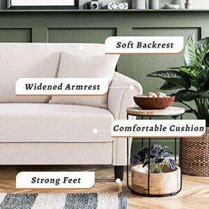 Shintenchi 87” Modern Sofa Loveseat， Oversize Deep Seat Sofa， Loveseat Furniture with Hardwood Frame， Mid-Century Upholstered Couch for Living Room， Bedroom， Rounded Arms， Beige
