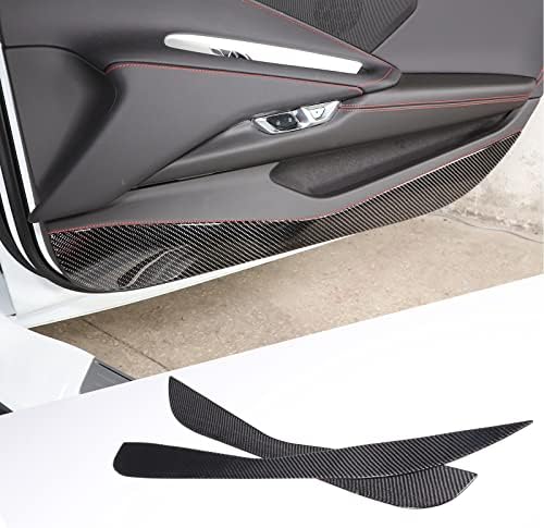 CHEAYAR Soft 3D Real Carbon Fiber Car Interior Door Panel Trim Anti Kick Kit Compatible with Corvette C8 Stingray Z06 Z51 2020 2021 2022 2023 Interior Decoration Accessories (Black)