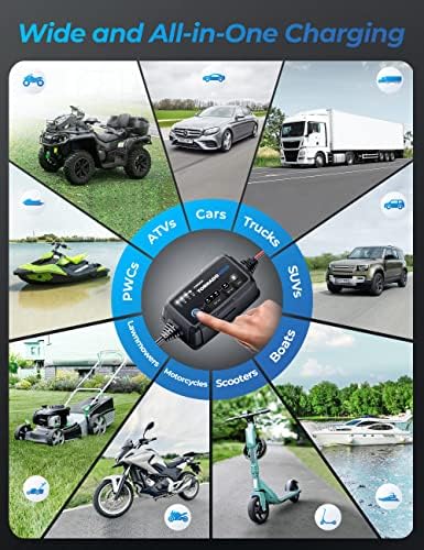 Trickle Charger Car Battery Charger Automotive, TOPDON T4000 4A/1A for 6V/12V for Lead-Acid/Lithium ion Batteries, Auto Smart Battery Maintainer Desulfator with Temperature Compensation,AGM,Deep Cycle - Image 3