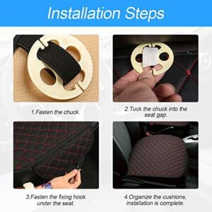 3PCS Set Car Seat Cushion for Front and Back Seat, 3D Soft Linen Breathable Auto Seat Cover, Comfort Non-Slip Rubber Bottom, Car Seat Protector Pad Universal for Office Chair, Home (Black/3PCS)
