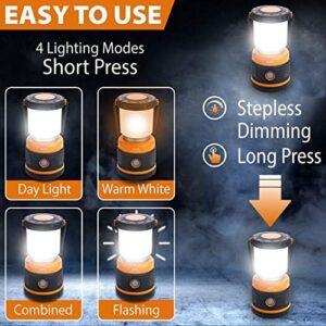 LED Camping Lantern Rechargeable， 1800LM， 4 Light Modes， 4400mAh Power Bank， IP44 Waterproof， Perfect Lantern Flashlight for Hurricane， Emergency， Power Outages， Home and More， with USB Cable (2 Pack)