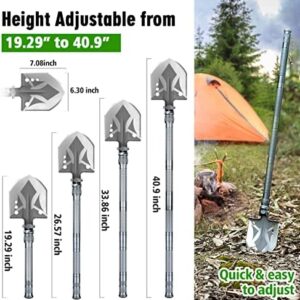 ZENHOSIT Camping Survival Shovel with Axe， Multifunctional Tactical Folding Shovel Hatchet Flashlight Combo with Extension Handles， 19.3-40.9Inch Survival Gear and Equipment for Camping Cycling Hiking